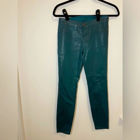 J BRAND Coated Teal Low Rise Legging Jeans - Picture 1 of 7